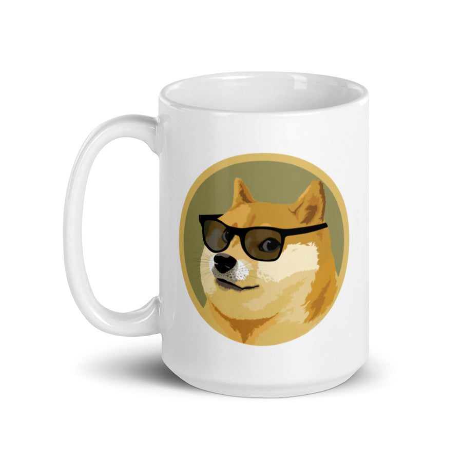 Dogecoin - White glossy mug