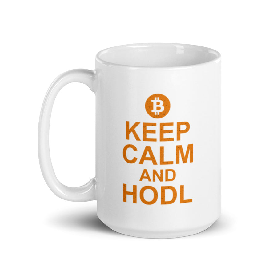 Keep Calm and Hodl - White glossy mug