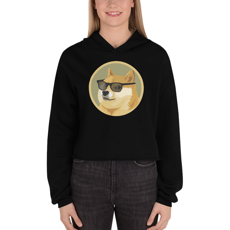 Dog In Glasses - Crop Hoodie