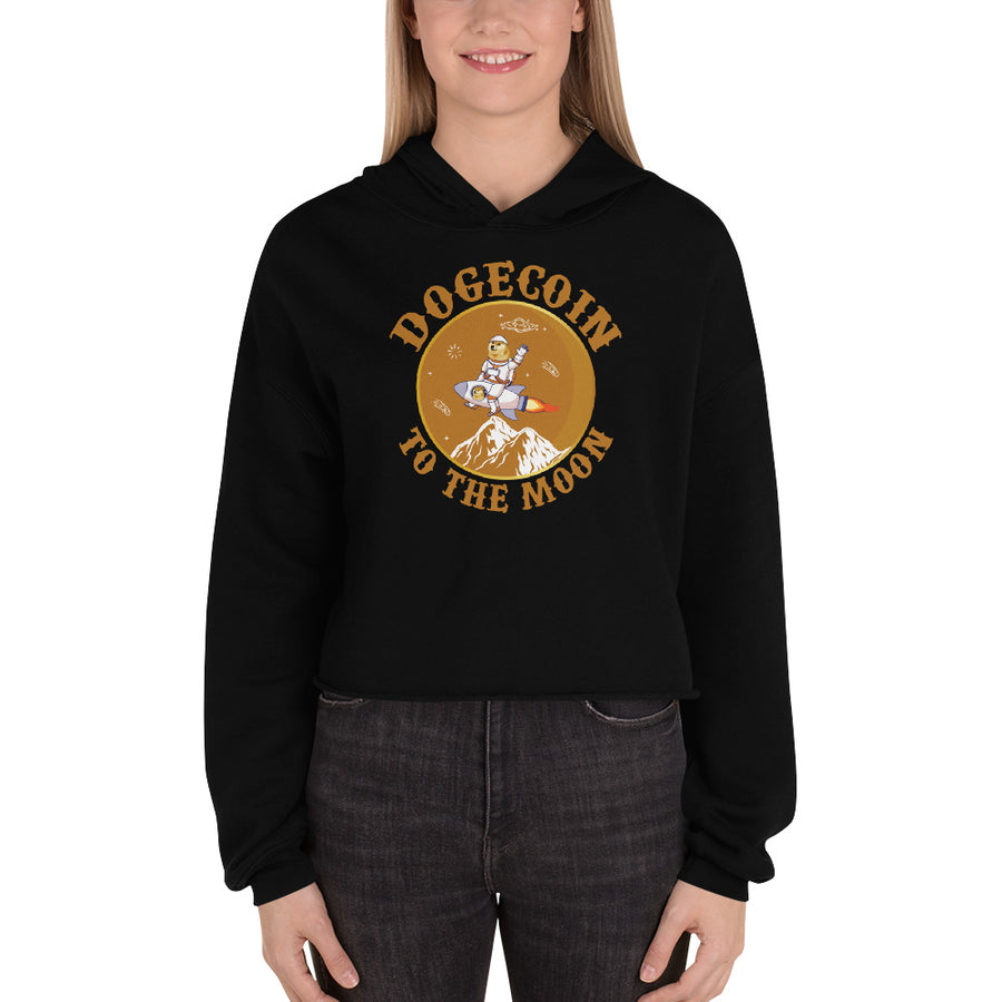 Dogecoin To The Moon - Crop Hoodie