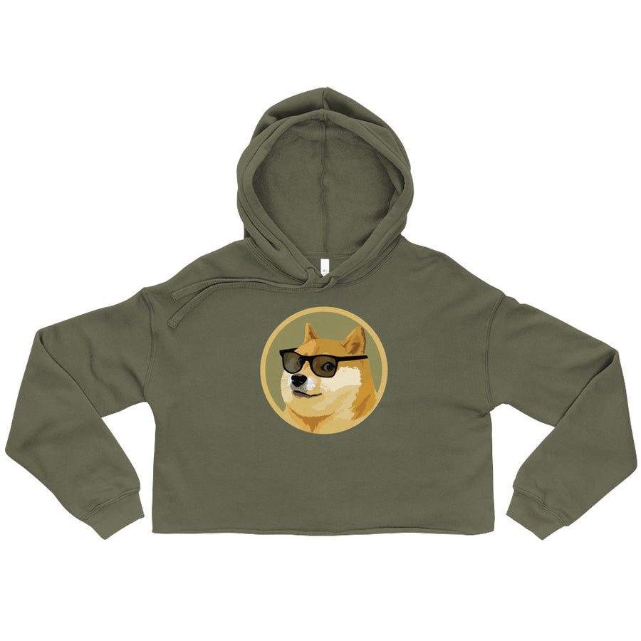 Dog In Glasses - Crop Hoodie