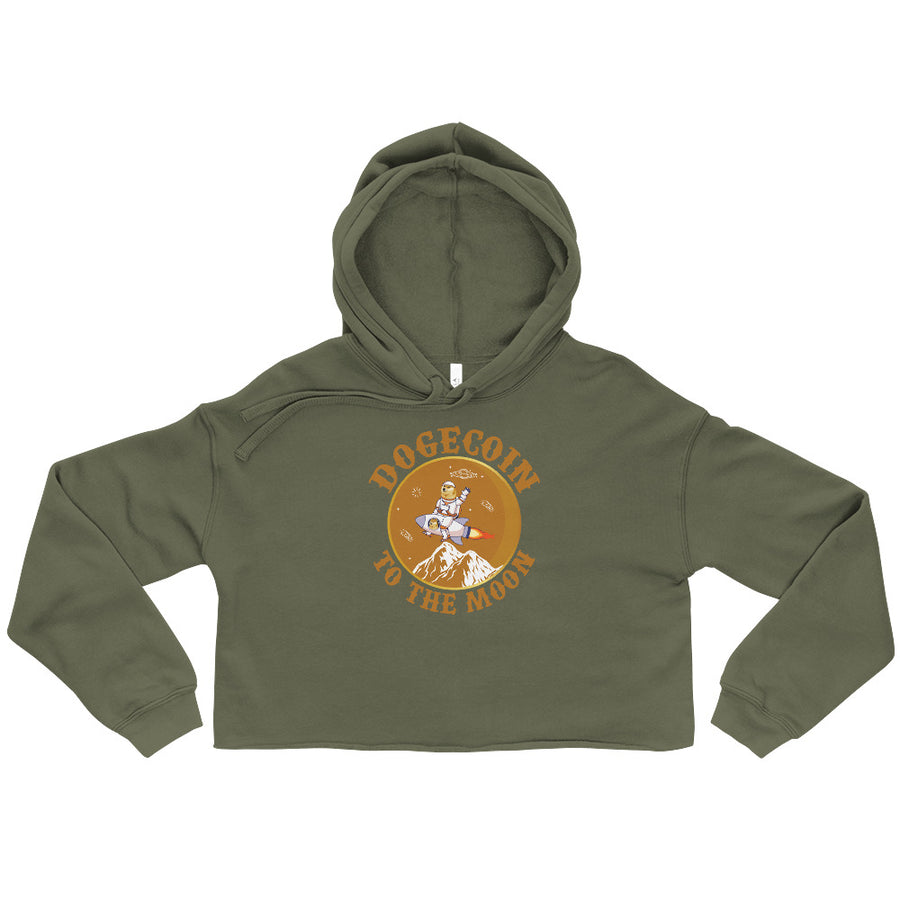 Dogecoin To The Moon - Crop Hoodie